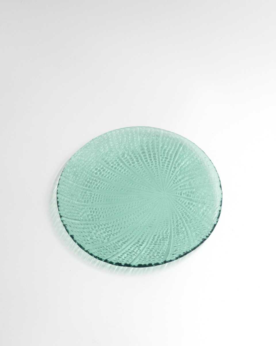 Just Glass Plate Bubbles Green/ 20cm