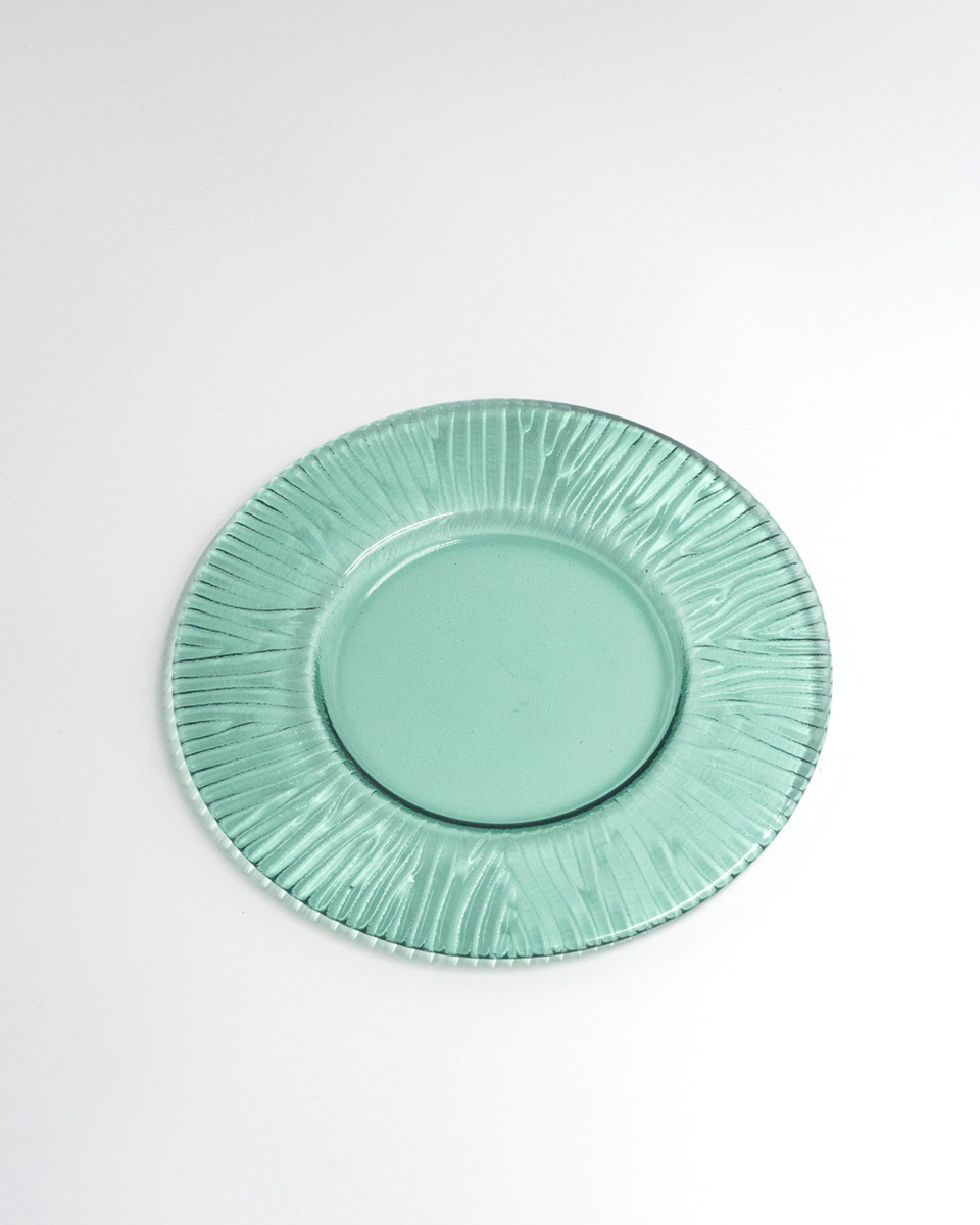 Just Glass Plate Stripe Green/22cm