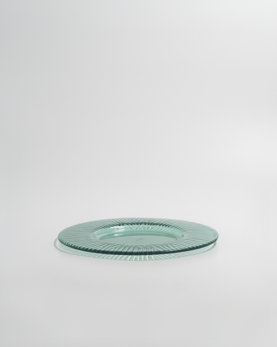 Just Glass Plate Stripe Green/22cm